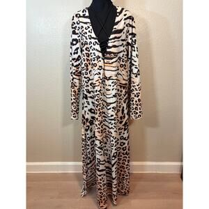 CBR Womens Maxi Dress Leopard Print SzXL Summer Spring Elegant Resort Beachfront
